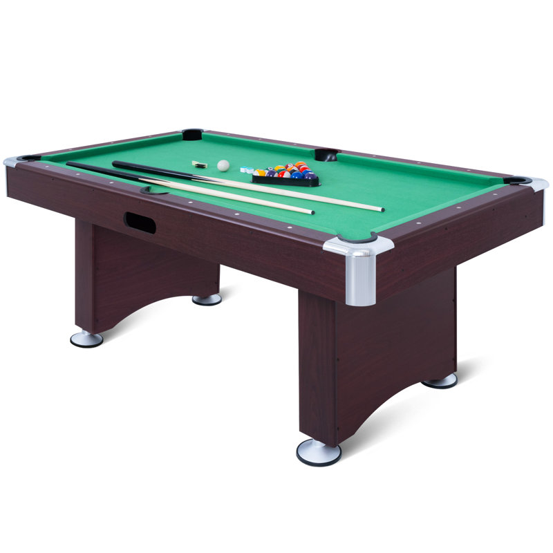 RayChee 6' Pool Table, Heavy-Duty Billiard Table Set with Leg Levellers, Cues, Balls, Triangle, Chalks and Brush 
