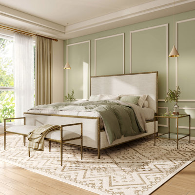 Lalia Modern Hammered Metal 4-Piece Bedroom Set