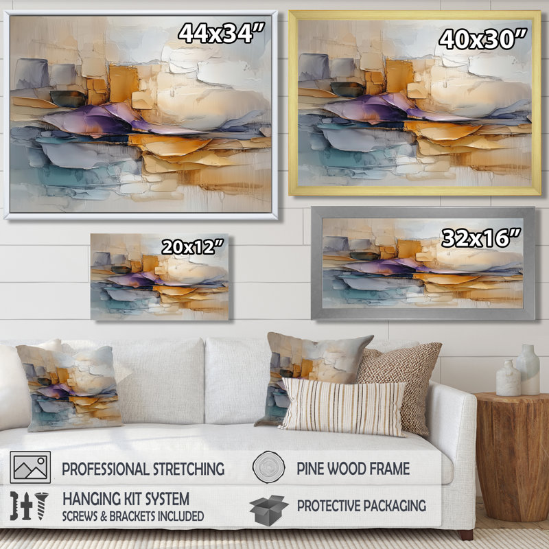 Omme - Abstract Wall Art, 34" H x 44" W, Black, Floater Framed