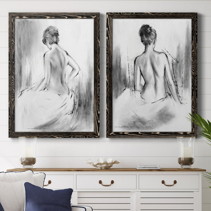 «Soft Silhouette V», ensemble de 2 reproductions sur toile, H 31,5 po x l 47 po, Impression encadrée sans passe-partout, Noir
