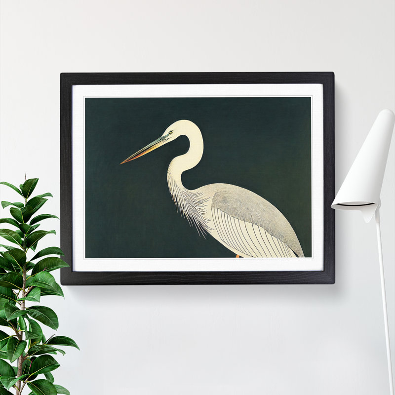 Exclusive Heron Bird - Single Picture Frame Print, 34cm H x 46cm W x 2cm D, Black Framed
