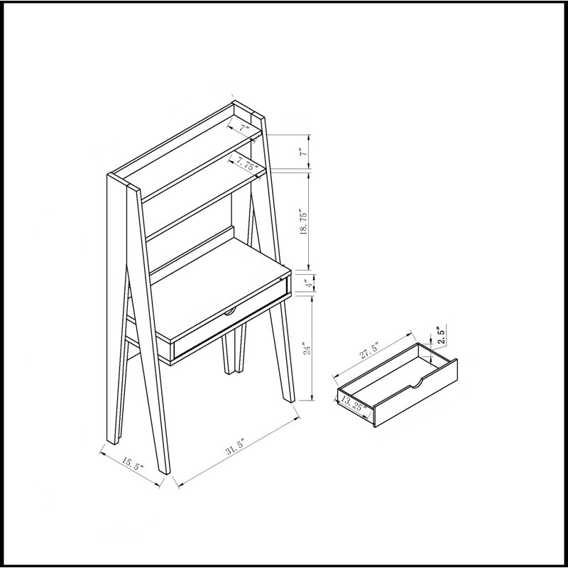 Mattson Ladder Desk with Hutch, Hazelnut