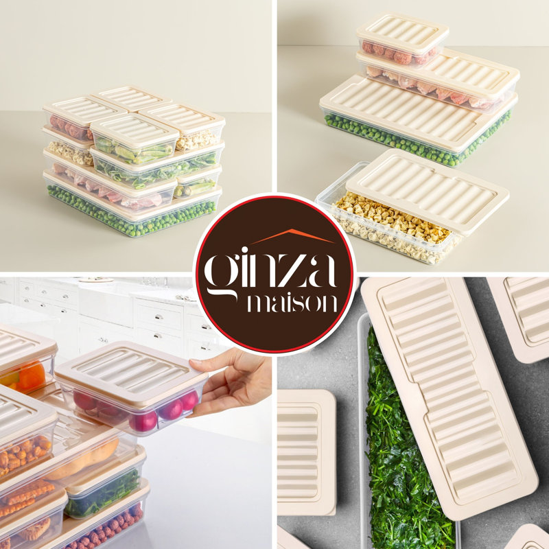 Contenants de rangement avec couvercle 9 pièces Ginza Maison, Crème, crème