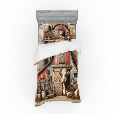 Ensemble de literie rustique Ambesonne et saumon foncé brun clair