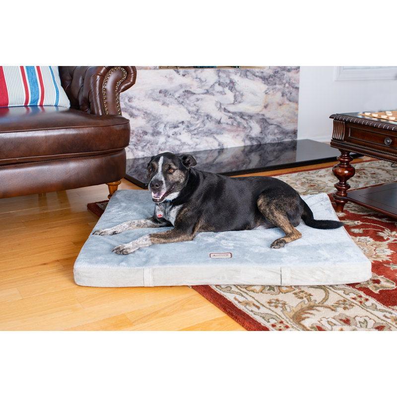 Tapis pour chien en mousse à mémoire de forme, Grand (l 39 po x P 27,5 po x H 3 po), Vert sauge / Gris
