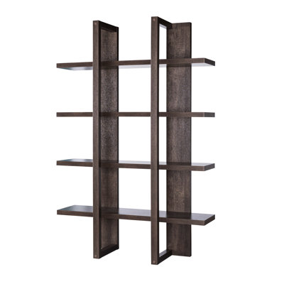 Tall Bookcase With 4 Open Shelving In Walnut Oak - Versatile Storage Solution Display Cabinet Wooden
