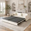 Canapé-lit gigogne 3 en 1 convertible avec 3 coussins, détails dorés, canapé 3 places moderne en velours pour petits espaces et salons-490354184