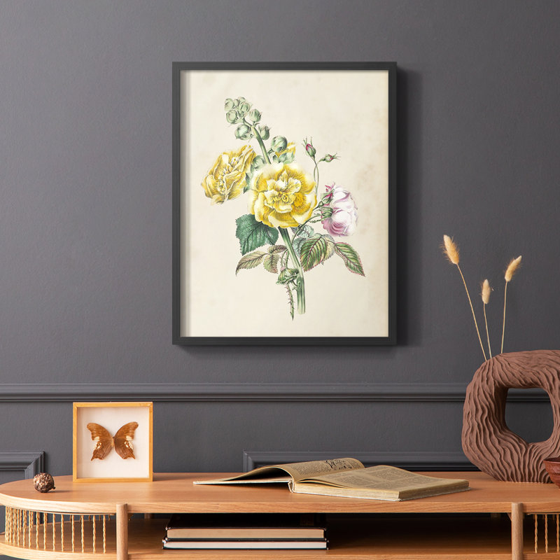 Antique Garden Bouquet II, reproduction encadrée - bois massif, Noir, H 20 po x l 16 po