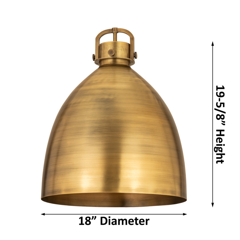 Luminaire suspendu en métal 1 lumière, H 19,63 po x l 18 po x P 18 po, Nickel satiné, Nickel satiné