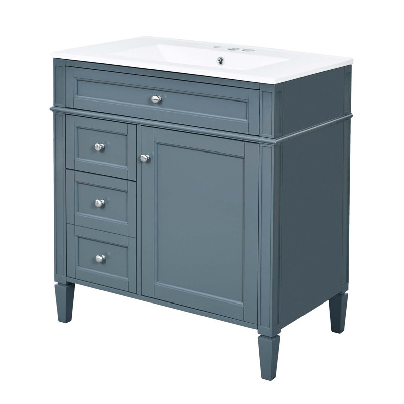 Meuble-lavabo moderne avec rangement abondant et fabrication durable, Bleu