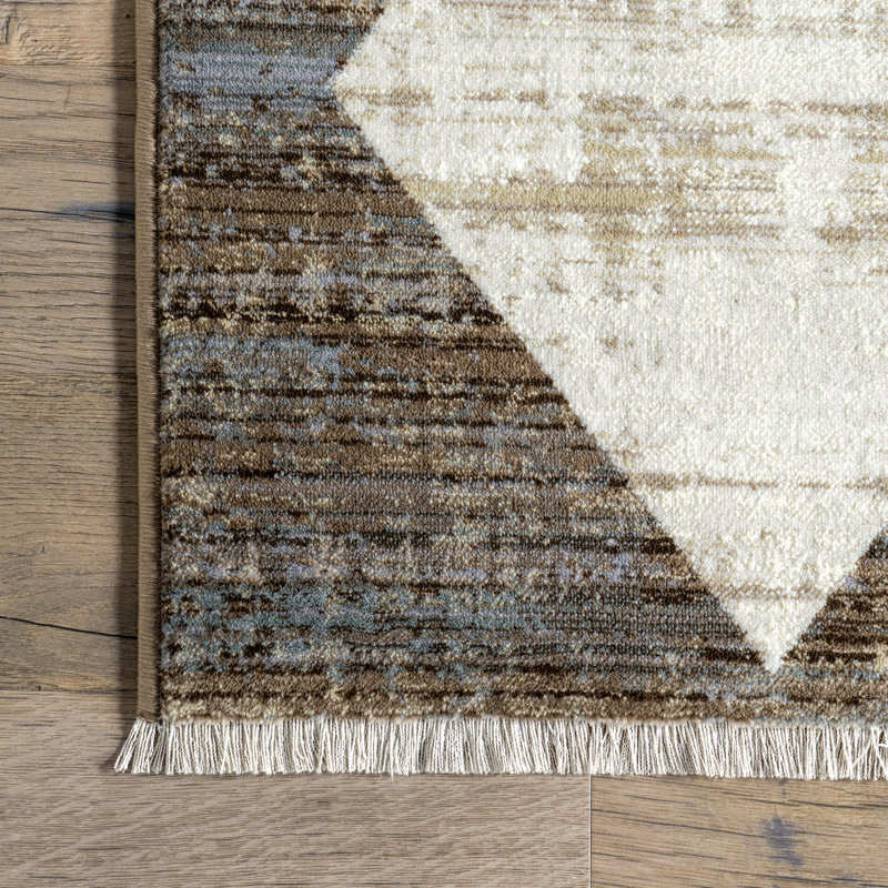 Kimara Checkered Fringe Area Rug, Rectangle 5' x 8', Brown/Beige