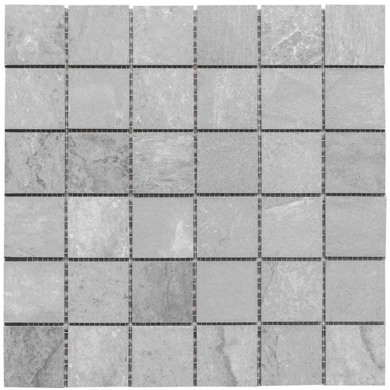 Wells Stone 2" x 2" Porcelain Mosaic Wall and Floor Tile, Grey