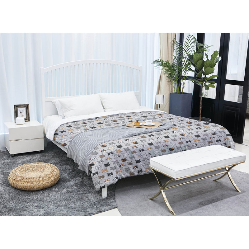 Grand confort réversible pour chat simple kitty Katelyn  Elizabeth, Édredon simple TG, Gris