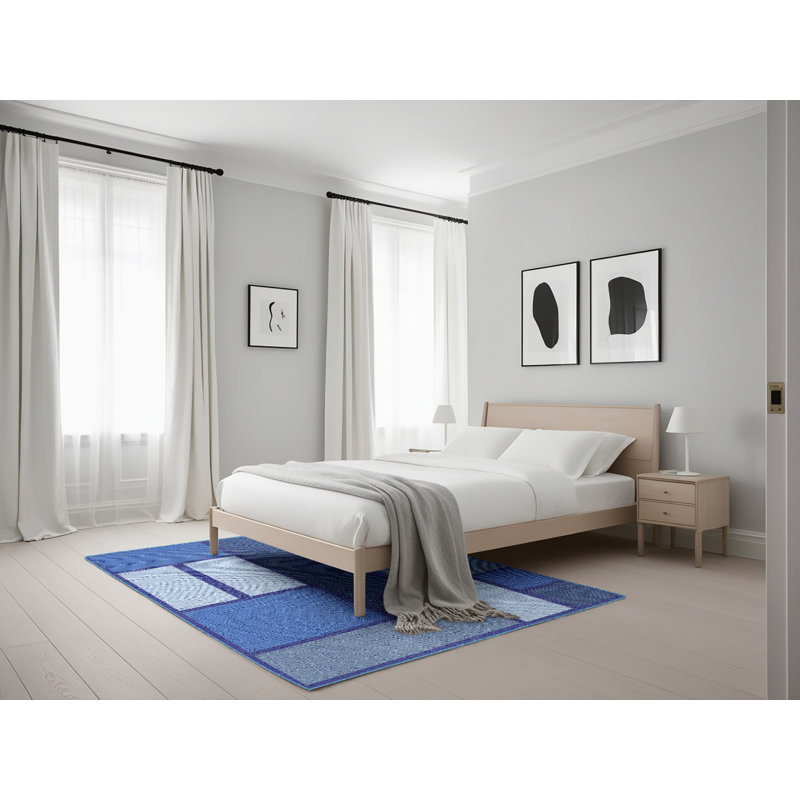 Tapis bleu foncé Power Loom, Rectangle 5 pi x 7 pi