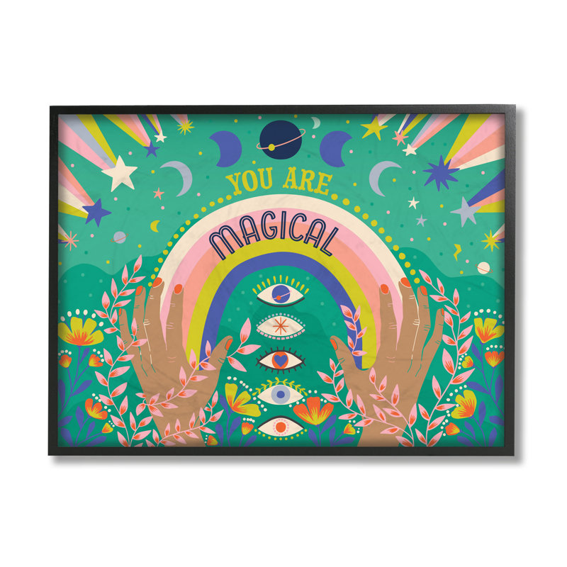You Are Magical Expression Rainbow Under Constellations, Giclée encadrée noir minuit, H 11 po x l 14 po x P 1,5 po