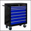 Chariot à outils multifonctionnel avec 7 roulettes - noir et bleu