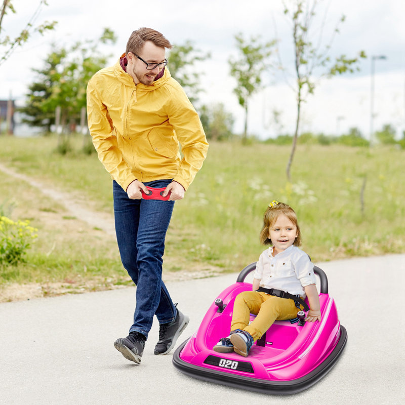 12V Toddler Bumper Car With Remote Control, 360° Rotation Kids Electric Ride-On Toy, Twins Motor, Colorful LED Lights, 3 Songs, For Boys And Girls, Pink