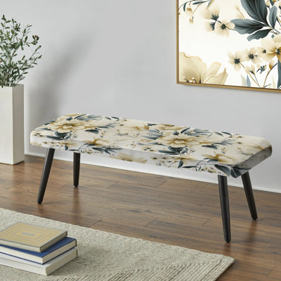 Motif victorien minimaliste minimaliste - Banc noir rembourré à motif floral