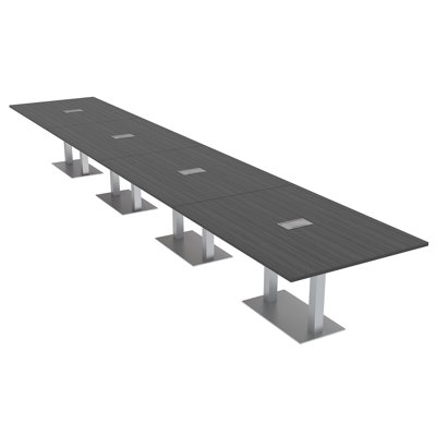 Table de conférence rectangulaire avec base en métal double | Unité électrique