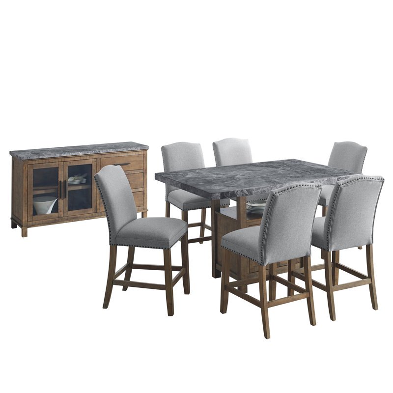 Hallowell 6 - Person Marble Top Four Leg Dining Set