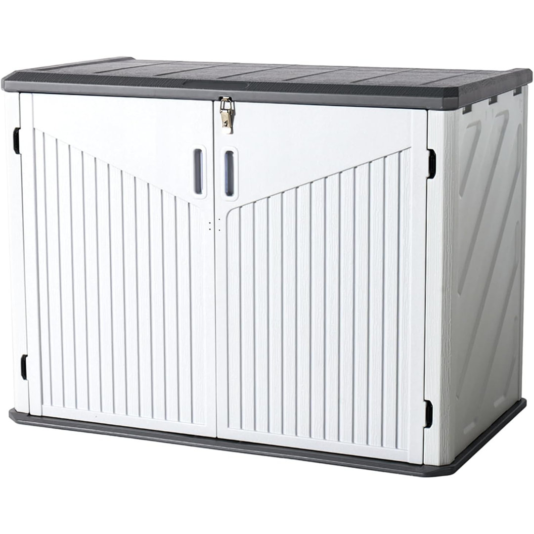 4.5 Ft. W X 2.5 Ft. D  35 Cu.ft  Resin Horizontal  Waterproof Garbage Shed Aoxun