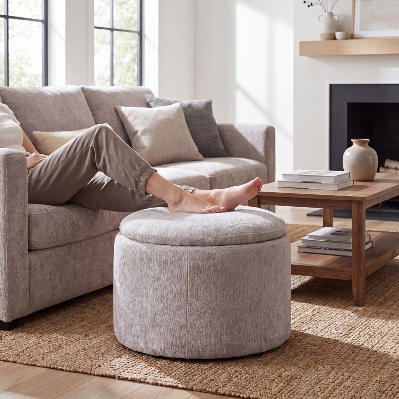 Repose-pieds moderne avec rangement, gris clair, Gris clair