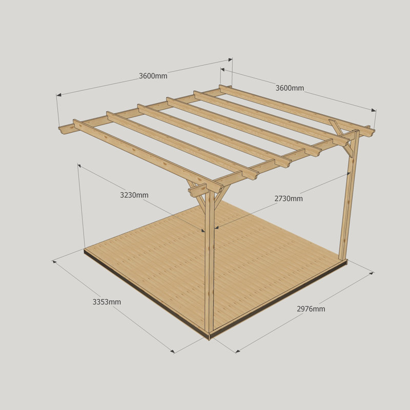 Agot Wall Mounted 2.4m x 2.4m Wood Pergola, Light Green