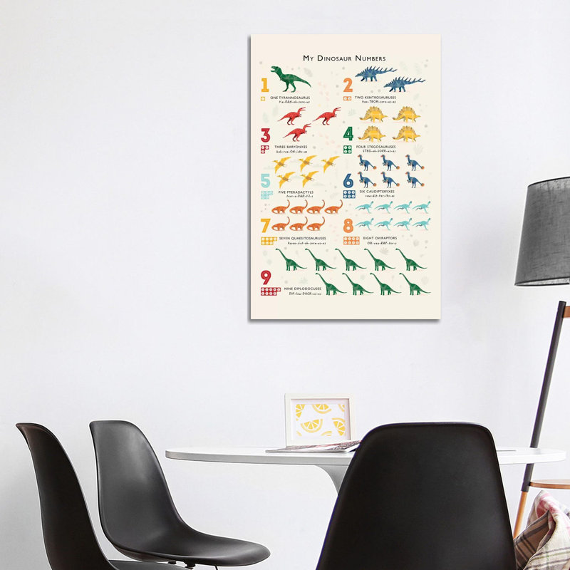 Dinosaur Numbers by PaperPaintPixels - Wrapped Canvas Gallery-Wrapped Canvas Giclée, 101.6 cm H x 66.04 cm W