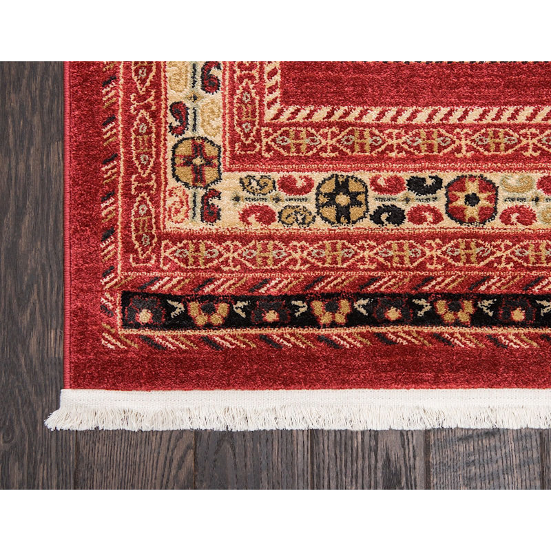 Frederica Geometric Deep Red Area Rug, Rectangle 9' x 12'