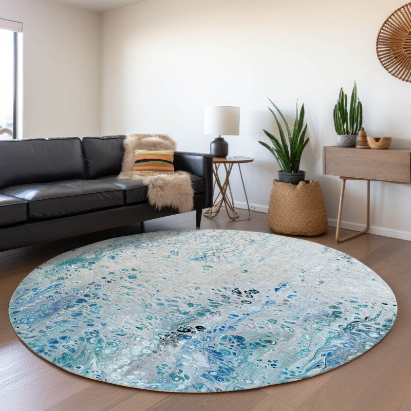 Premium Machine Washable Fayina AMF63 Shoreline Rug, Round 8'