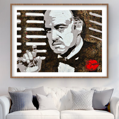 «Black and White The Godfather - Retro Pop Art», reproduction encadrée
