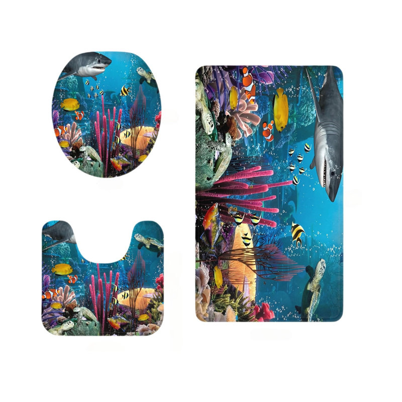 Ensemble de 3 tapis de salle de bain Underwater Shark & Coral