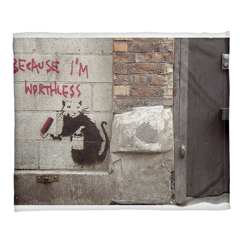 Banksy Sewn Throw Blanket, 50" W x 60" L