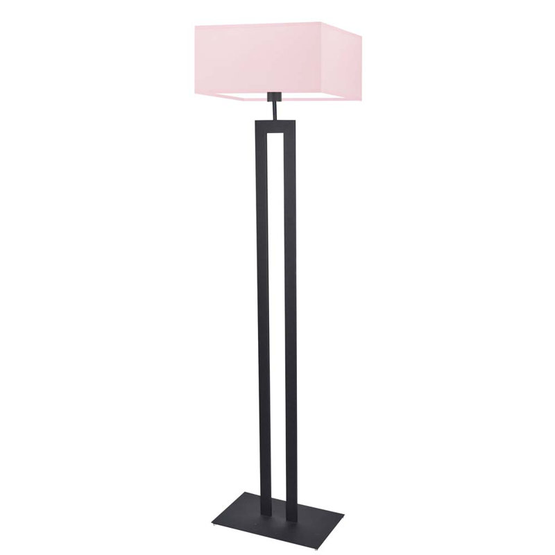 Arsh 161cm Traditional Floor Lamp, Black, Light Pink