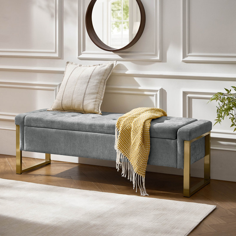 Banc de rangement rembourré Shanieka, Gris