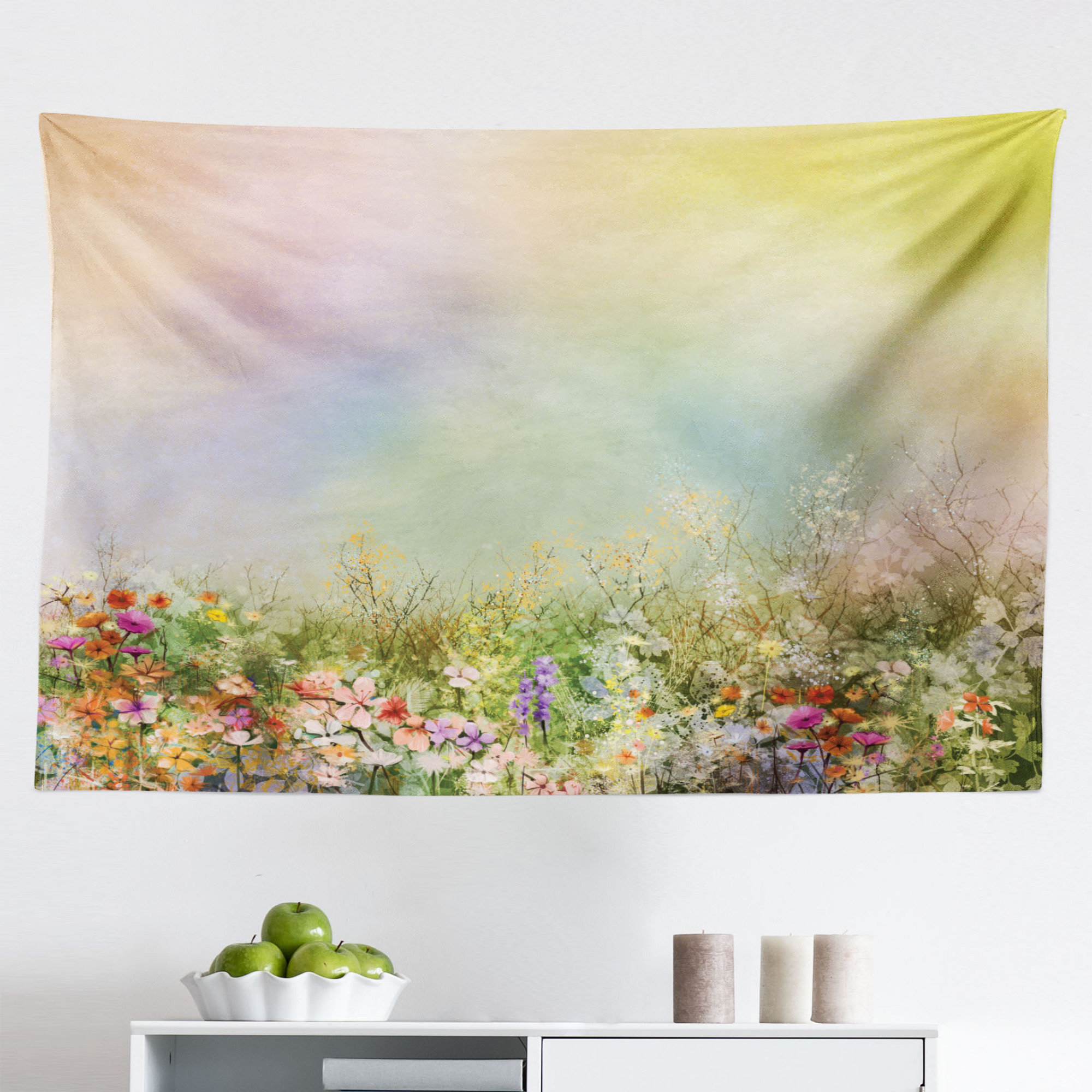 Bless international Ambesonne Flower Tapestry, Cosmos Daisy Cornflower  Wildflower Dandelion In Floral Meadow Drawing Of Nature, Fabric Wall  Hanging Decor For Bedroom Living Room Dorm, 28