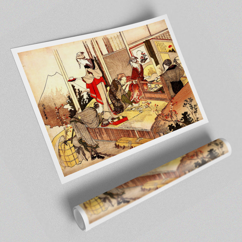 The Studio Of Netsuke by Katsushika Hokusai - No Frame Print, 42cm H x 59.4cm W, Acrylic