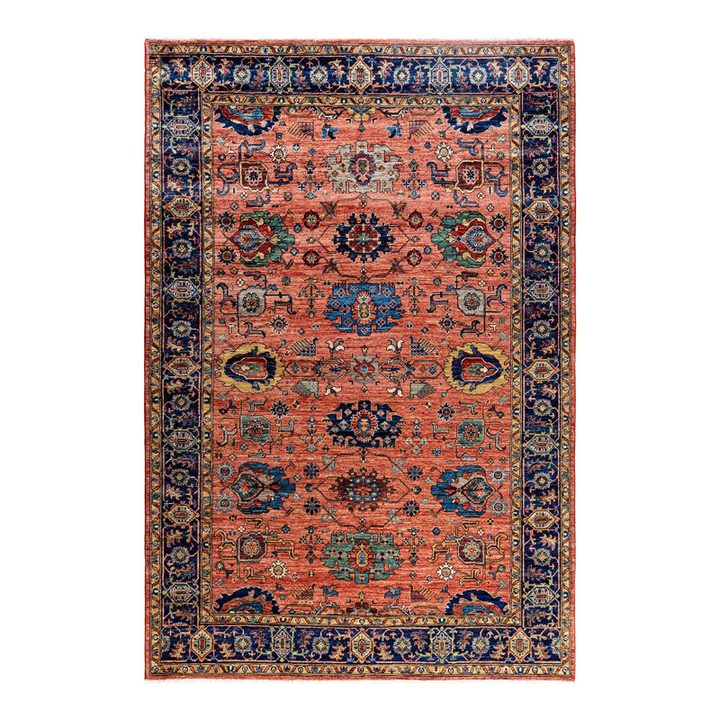 Tapis unique noué à la main Serapi - rouge, 6 pi 2 po x 9 pi 2 po