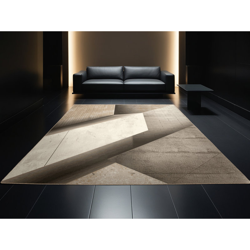 Machine Washable Arverne Industrial Brick Rug in Gray – Beige Binding, 3x5