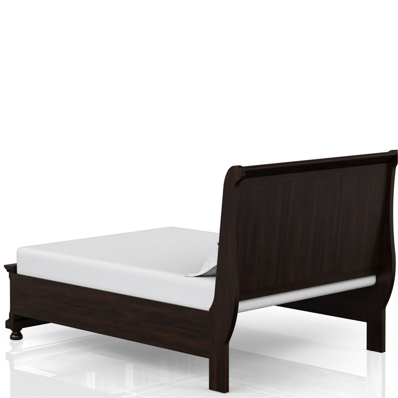 Queen Size Dark Cherry Storage Bed, Transitional Style, Stable Structure Two Drawers, Solid & Construction