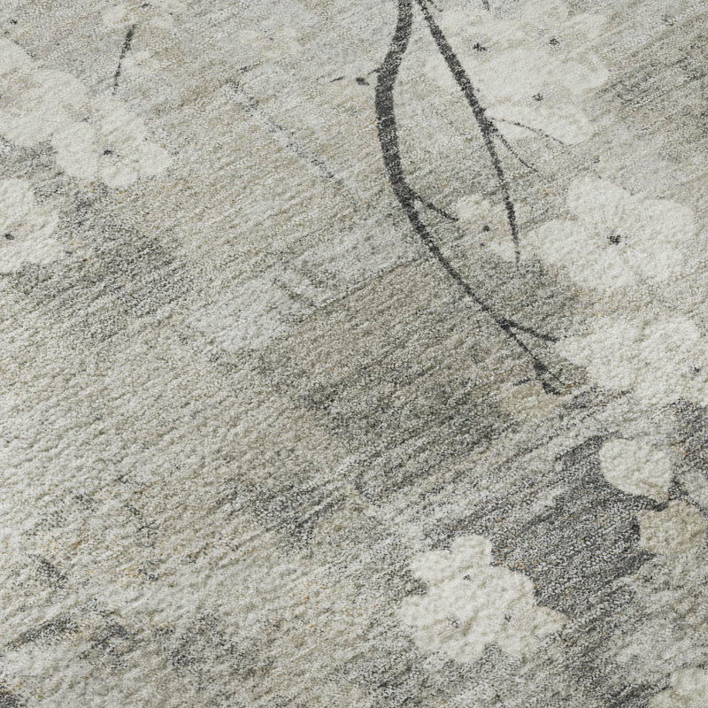 Tapis floral lavable à la machine de qualité supérieure Mayfield AMF2248, Beige, 2 pi 6 po x 3 pi 10 po