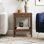 19"H Low & Narrow Assembled Solid Oak Nightstand with Drawer & Shelf