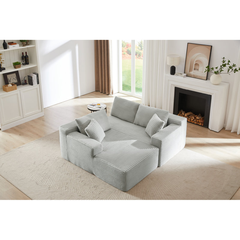 Canapé modulaire en L avec siège profond, sans assemblage requis, canapé modulaire pour salon, chambre à coucher, appartement, gris clair