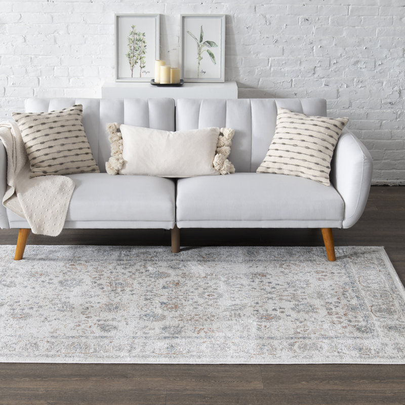 Tapis beige / bleu en polypropylène Bungalow Bungalow, Rectangle 4 pi 11,1 po x 7 pi 6,6 po