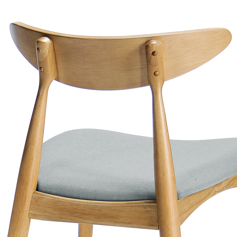 Paire de chaises en bois d'hévéa rétro avec structure, sièges rembourrés et assemblage facile en quelques minutes, Beige