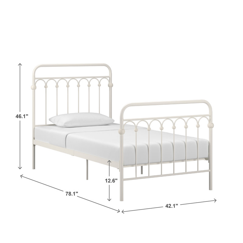 Eyres Metal Slat Bed, Off White, Twin