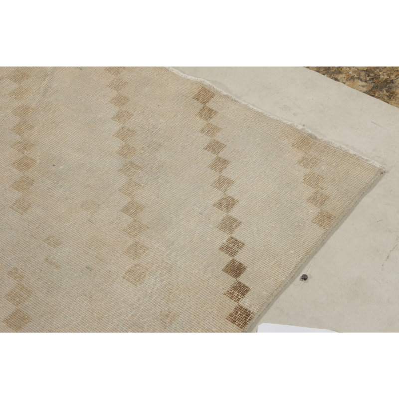 Wool Striped Area Rug in Beige