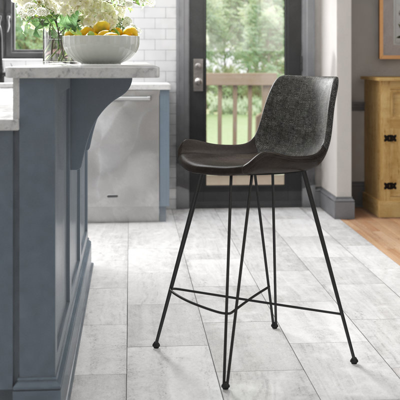 Tabouret de bar et de comptoir Obryant, Gris foncé, Tabouret de comptoir (assise de 25,6 po de hauteur