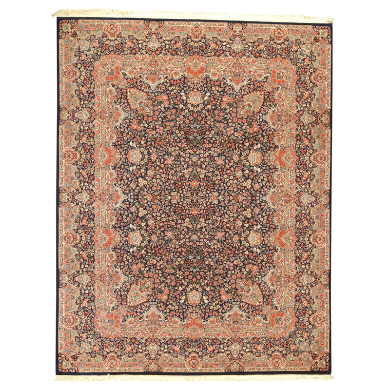 Hand Knotted Wool Area Rug in Navy
