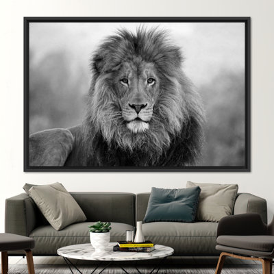 Faune, art mural avec lion majestueux, reproduction d'art sur toile de style loft
